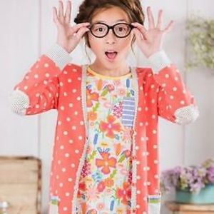 NWT Matilda Jane 435 Coral with White Polka Dots French Terry Cardigan Size 14